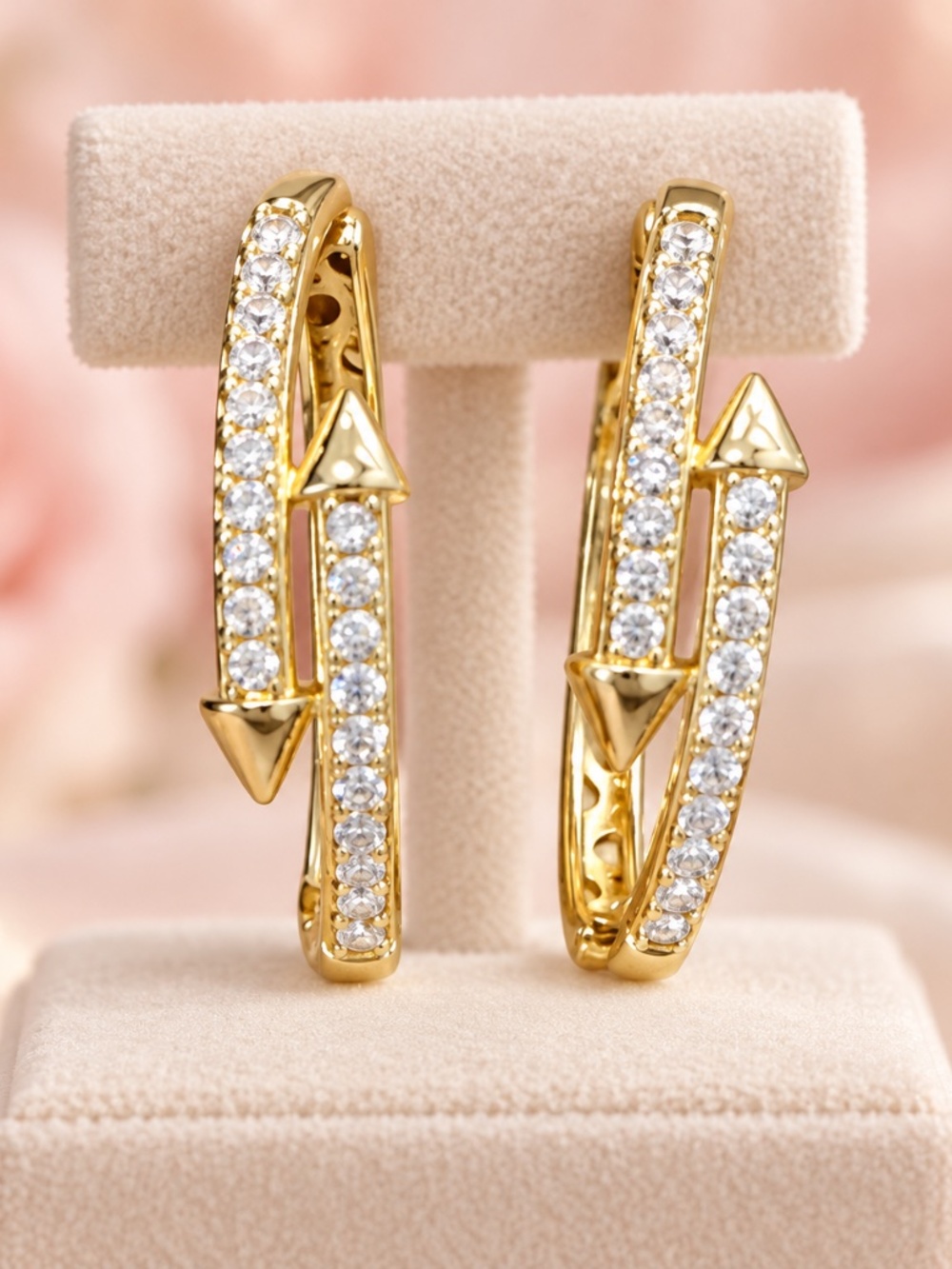 Pave Nail Gold Hoop earrings